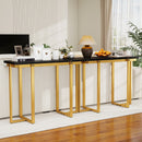 42 Inches Modern Faux Marble Entryway Table with Geometric Metal Frame by LJGDeals