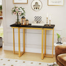 42 Inches Modern Faux Marble Entryway Table with Geometric Metal Frame by LJGDeals