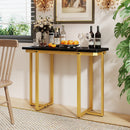 42 Inches Modern Faux Marble Entryway Table with Geometric Metal Frame by LJGDeals