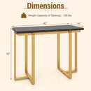 42 Inches Modern Faux Marble Entryway Table with Geometric Metal Frame by LJGDeals