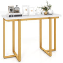 42 Inches Modern Faux Marble Entryway Table with Geometric Metal Frame by LJGDeals