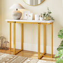 42 Inches Modern Faux Marble Entryway Table with Geometric Metal Frame by LJGDeals
