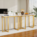 42 Inches Modern Faux Marble Entryway Table with Geometric Metal Frame by LJGDeals