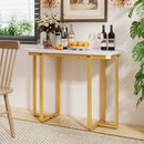 42 Inches Modern Faux Marble Entryway Table with Geometric Metal Frame by LJGDeals