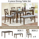 6PCs Kitchen Dining Set, Rectangular Wooden Dining Table with 4 Upholstered Chairs and a Bench, Dining Table Set for 6 People, Living Room, Home Bar and Kitchen, Walnut by Montret