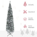 HOMCOM 9' Tall Unlit Snow-Flocked Slim Artificial Christmas Tree