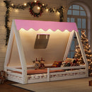 Twin Size House Floor Bed with Tent and Light