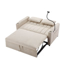 55.9" Convertible Sofa Bed Loveseat Sofa with Three USB Ports, Two Side Pockets, Two Cup Holders and 360Swivel Phone Holder for Living Room, Beige