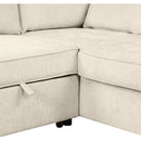 90" Pull Out Sleeper Sofa L-Shaped Couch Convertible Sofa Bed with Storage Chaise, Storage Racks and USB Ports (SG001340AA), Beige