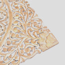 Floral Hand Carved Mandala Square Wall Decor With Spiritual Symbolism - Gold / White by HouseOfZazla
