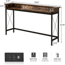 Console Table With Charging Station, Extra Long For Living Hallway - Brown / Black by HouseOfZazla