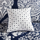 7 Piece Cotton Printed Comforter Set - Indigo - Cal King