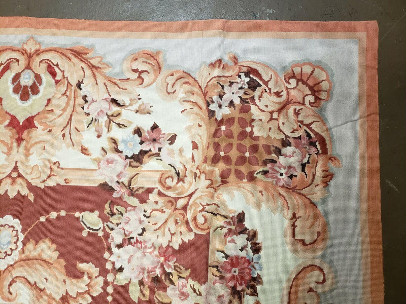 6' X 9' Vintage Handmade Chinese Needlepoint Wool Rug Flat Weave