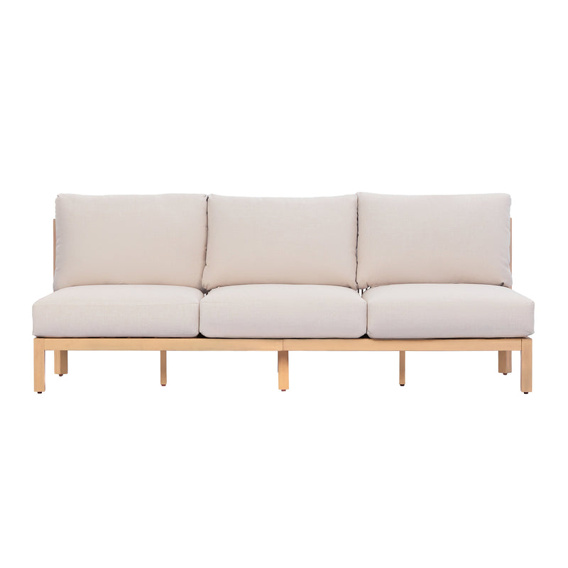 73.23" Outdoor Acacia Wood Frame Rope-Braided Backrest Three-Seater Sofa, photo 3 of 10