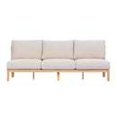 73.23" Outdoor Acacia Wood Frame Rope-Braided Backrest Three-Seater Sofa by HouseOfZazla