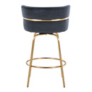 Cinch - Glam / Art Deco Fixed Height Counter Stool With Swivel With Round Footrest (Set of 2)
