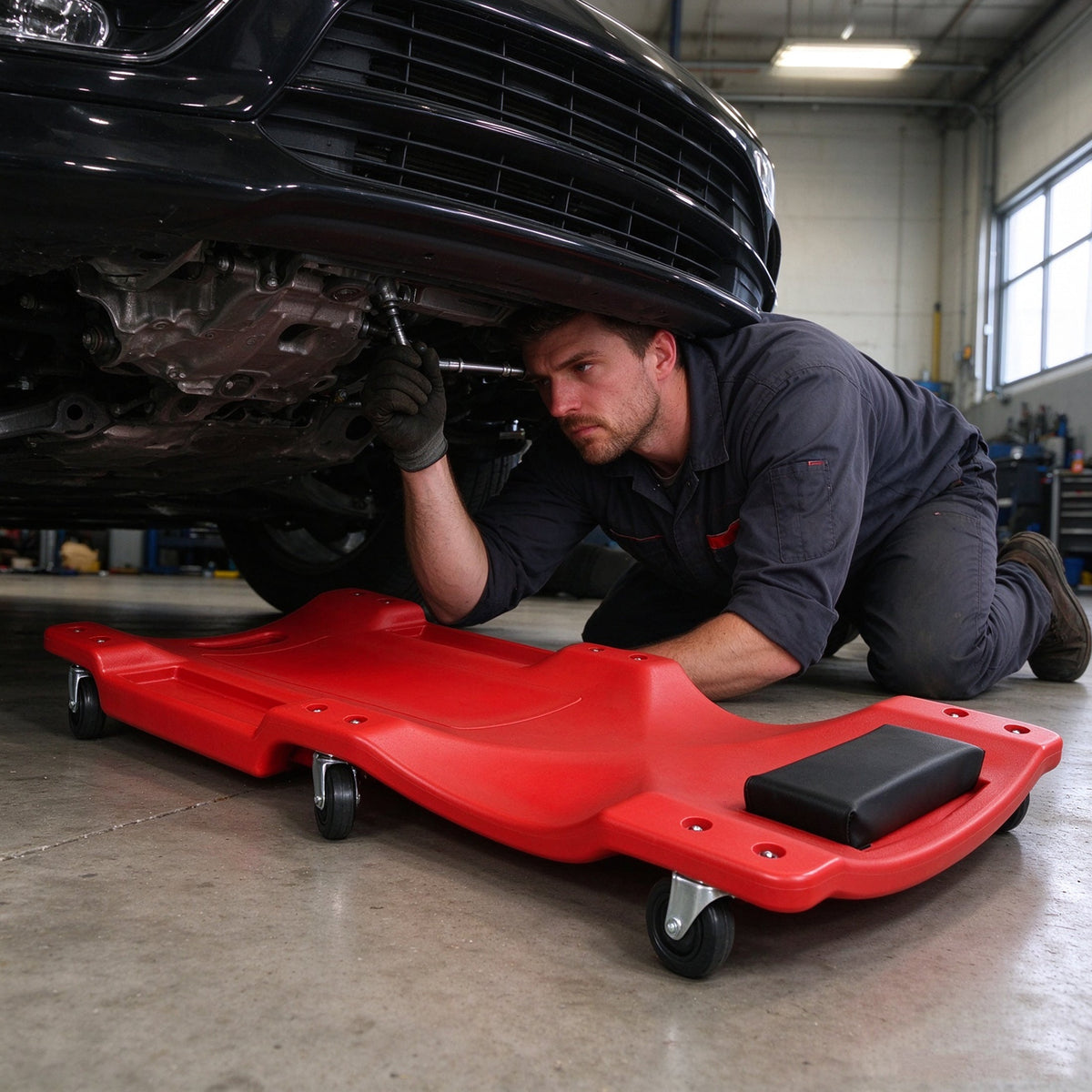 40-Inch Low-Profile Garage Creeper with Padded Headrest, Red, photo 3 of 10