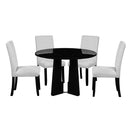 5 Piece Round Dining Table Set, Modern Dining Table And 4 Upholstered Chairs For Dining Room by HouseOfZazla