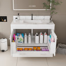 43" Bathroom Vanity With Artificial Marble Carrara Top Set, Multi Functional Cabinet With Doors And Drawer - White by HouseOfZazla