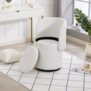 Barrel Chair & Built In Storage, 360° Swivel - Beige by HouseOfZazla