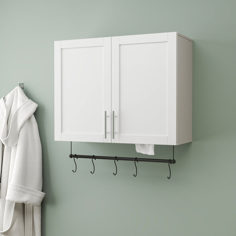 Bathroom Wall Cabinet with Adjustable Shelf, Towel Bar, and 5 Hooks, photo 5 of 10