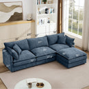 Modern Modular Sectional Sofa 105-Inch L-Shaped Couch Set with Movable Ottoman in Blue Chenille