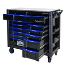 12 Layer Drawer Multi Purpose Tool Cart With Wheels And Iron Top - Black / Blue by HouseOfZazla