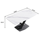 63" Modern Artificial Stone Dining Table, 6 People - White / Black by HouseOfZazla