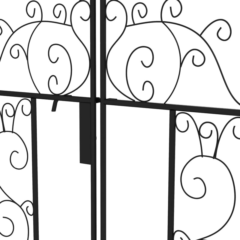 7.5' Metal Garden Arch with Gate, Garden Arbor Trellis for Climbing Plants, Roses, Vines, Wedding Arch for Outdoor Garden, Lawn, Backyard, Black