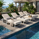 Modern White Iron Outdoor Chaise Lounger Set