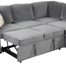 83" L-Shaped Pull Out Sofa Bed Modern Convertible Sleeper Sofa with 2 USB ports, 2 Power Sockets and 3 Pillows for Living Room, Bedroom, Office, Gray