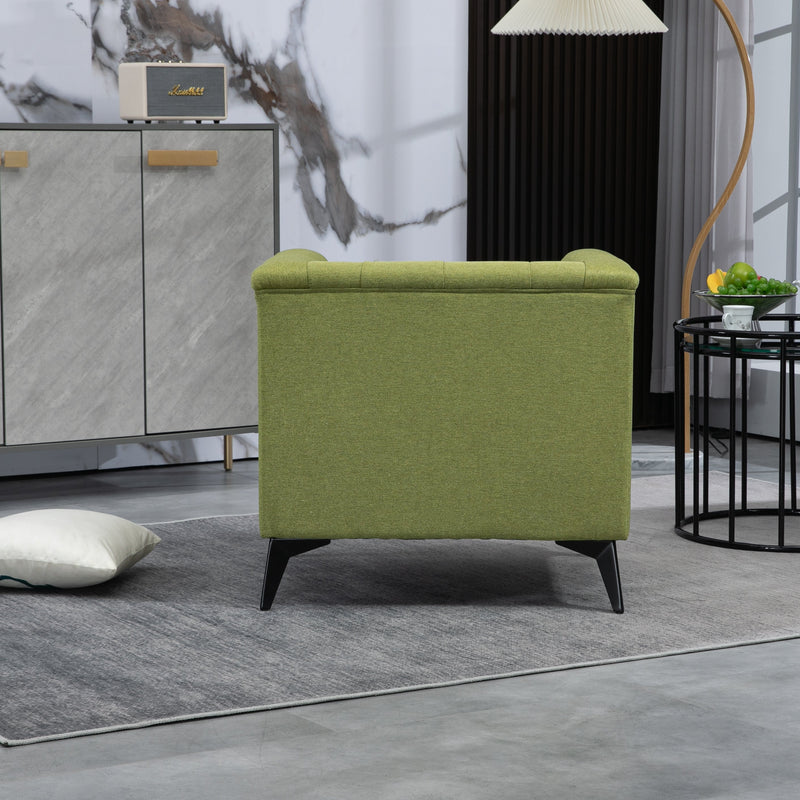 Accent Chair Living Room Chairs Single Sofa Chair,Arm Chairs with Linen Fabric, Mid Century Accent Arm Chairs Comfy Reading Lounge Club Armchair for Bedroom Office Study