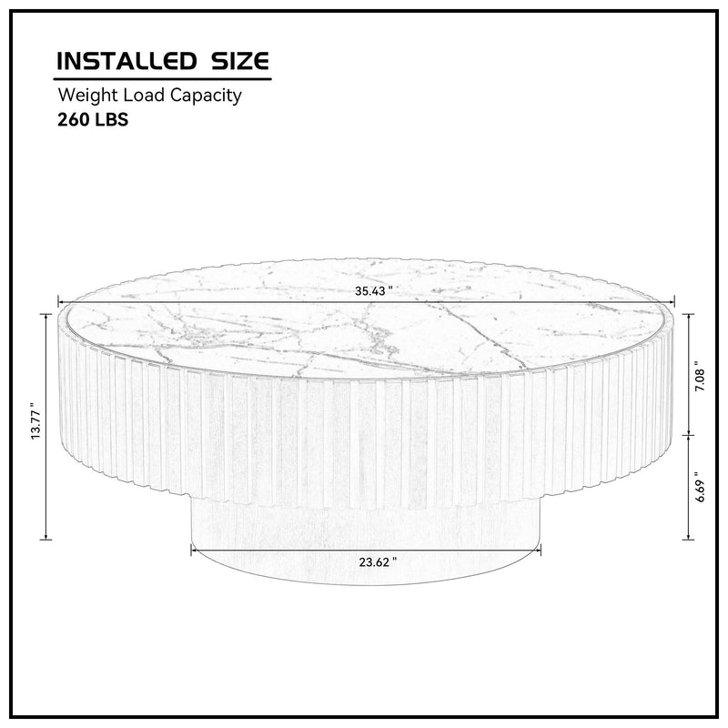 35.43" Nesting Round Sintered Stone Coffee Table, photo 7 of 10