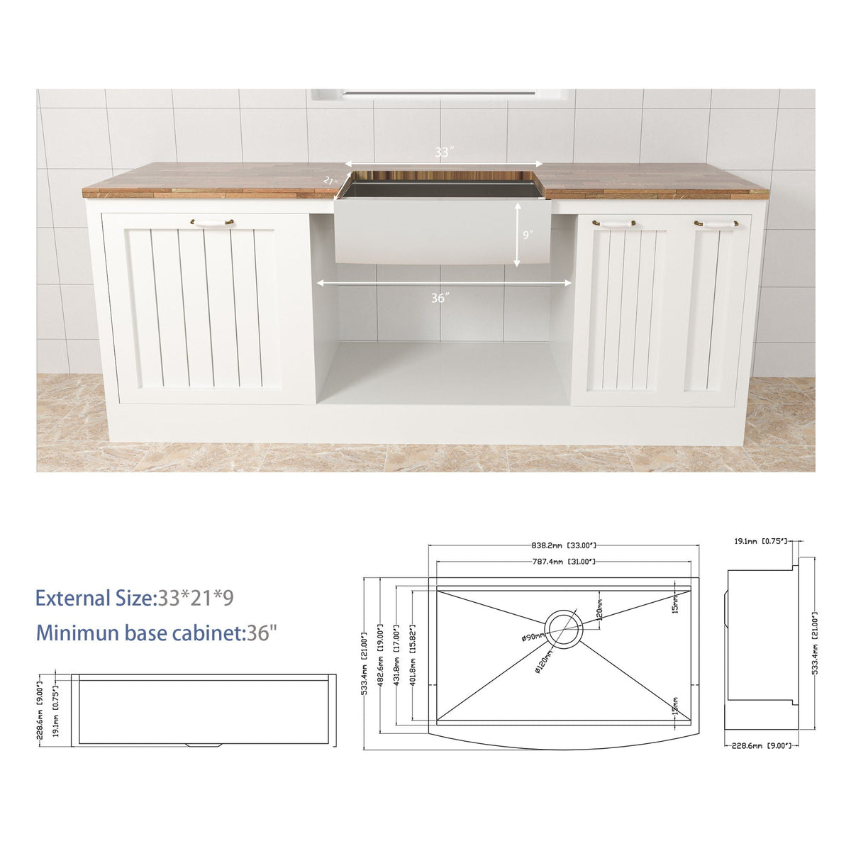 Classic Ceramic Farmhouse Sink Workstation Single Bowl With Durable Finish, photo 16 of 40