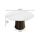 53.15" Modern Artificial Stone Round Panel Metal Iron Base Dining Table, Can Accommodate 6 People, (Not Including Chairs) - White / Black by HouseOfZazla