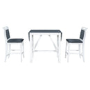 3-Piece Wood Counter Height Drop Leaf Dining Table Set with 2 Upholstered Dining Chairs for Small Place, White+Gray