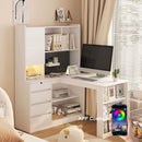 L Shaped Desk with Charger and Drawers