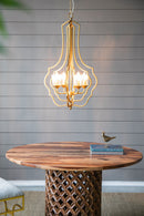 4 Light Metal Chandelier, Hanging Light Fixture With Adjustable Chain For Kitchen, Bulb Not Included - Gold by HouseOfZazla