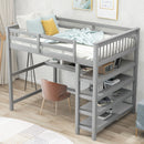 Loft Bed With Storage Shelves And Under Bed Desk by Unique Piece Furniture