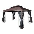 13 x 10 ft Patio Gazebo Tent with Ventilated Double Roof and Mosquito Net, Brown Canopy for Backyard or Garden by Montret
