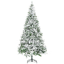 HOMCOM 9' Tall Unlit Snow Flocked Pine Artificial Christmas Tree