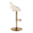 Fabrico - Contemporary Adjustable Barstool With Swivel With Rounded T Footrest (Set of 2) - Gold / Cream by HouseOfZazla