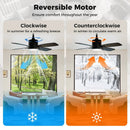 42inch Ceiling Fan with Light and Remote 3CCT LED with Memory 4H Timer 6 Speeds-Black by LJGDeals