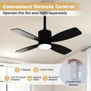 42inch Ceiling Fan with Light and Remote 3CCT LED with Memory 4H Timer 6 Speeds-Black by LJGDeals
