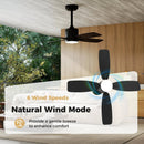 42inch Ceiling Fan with Light and Remote 3CCT LED with Memory 4H Timer 6 Speeds-Black by LJGDeals
