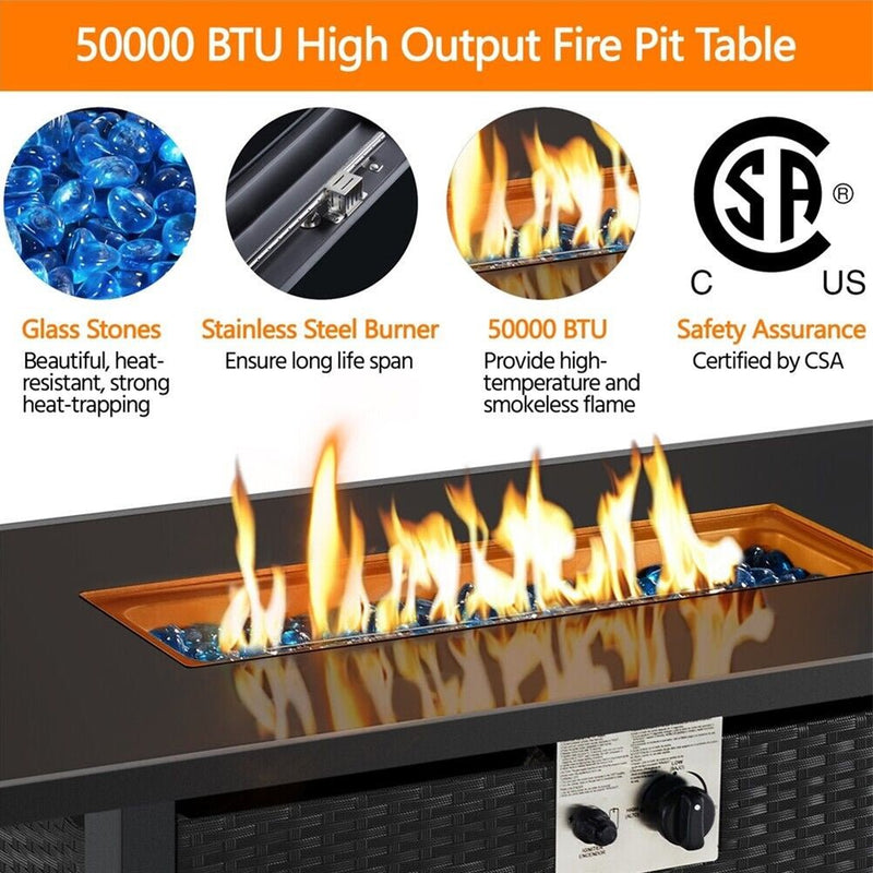 43" 50,000 BTU Outdoor Patio Propane Gas Fire Pit Table (91486067)