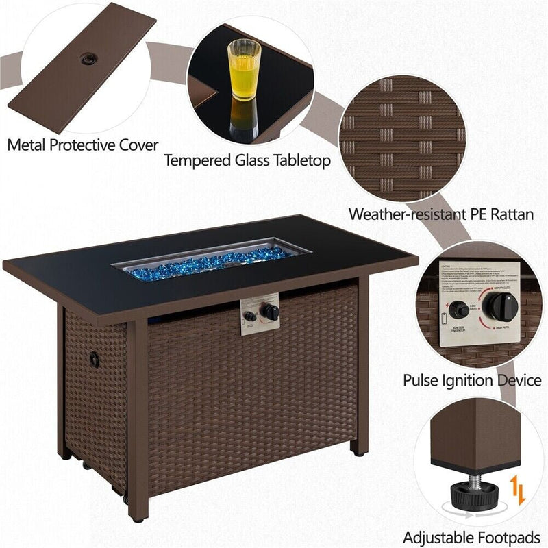 43" 50,000 BTU Outdoor Patio Propane Gas Fire Pit Table (91486067)