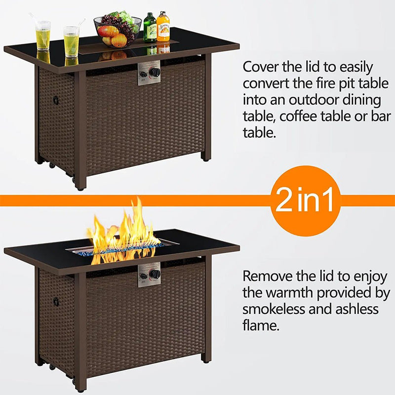 43" 50,000 BTU Outdoor Patio Propane Gas Fire Pit Table (91486067)