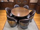 Whiskey & Wine Barrel Game Table Set — Poker Top and Dining Top Included, 6 Chairs