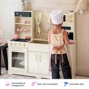 Tiny Land® Iconic Wooden Play Kitchen – Cream Pretend Cooking Set for Kids